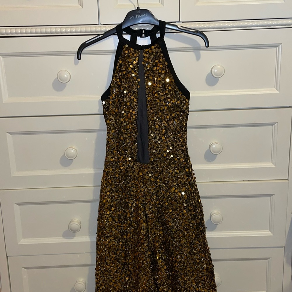 Gold Sequined Sleeveless Romper
